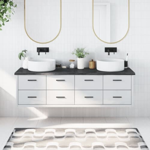 Bänkskiva badrum mörkbrun 180x50x(2-4) cm behandlat massivt trä