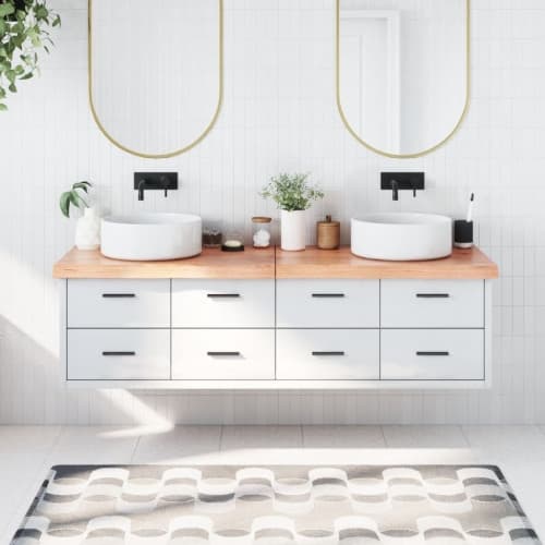 Bänkskiva badrum ljusbrun 180x40x(2-6) cm behandlat massivt trä