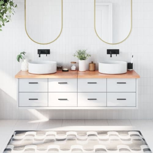 Bänkskiva badrum ljusbrun 180x60x(2-4) cm behandlat massivt trä