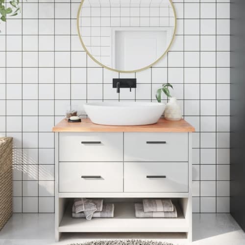 Bänkskiva badrum ljusbrun 100x40x2 cm behandlat massivt trä