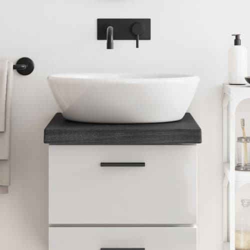 Bänkskiva badrum mörkbrun 40x60x(2-6) cm behandlat massivt trä