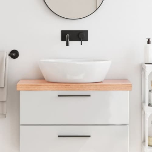 Bänkskiva badrum ljusbrun 80x30x(2-6) cm behandlat massivt trä