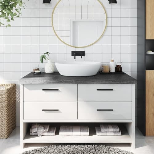Bänkskiva badrum mörkbrun 100x50x(2-6) cm behandlat massivt trä