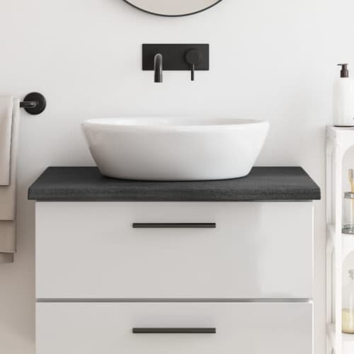Bänkskiva badrum mörkbrun 80x50x(2-4) cm behandlat massivt trä