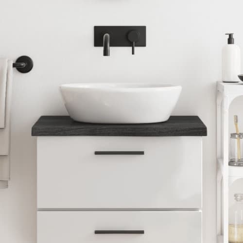 Bänkskiva badrum mörkbrun 60x50x(2-4) cm behandlat massivt trä