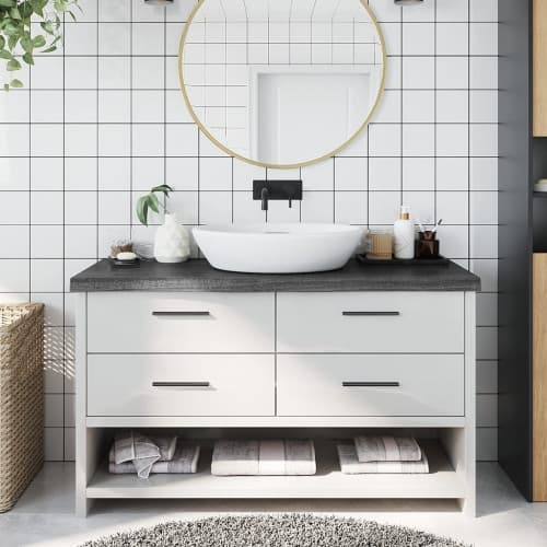 Bänkskiva badrum mörkbrun 100x40x(2-6) cm behandlat massivt trä