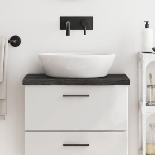 Bänkskiva badrum mörkbrun 60x40x(2-4) cm behandlat massivt trä