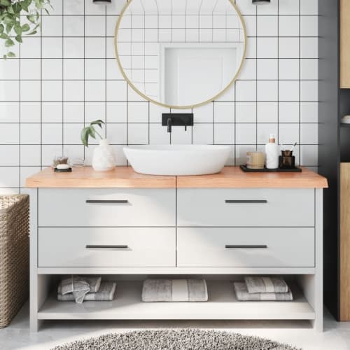 Bänkskiva badrum ljusbrun 160x50x(2-6) cm behandlat massivt trä