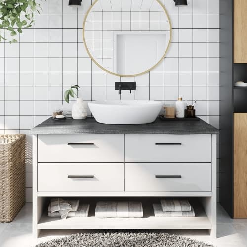 Bänkskiva badrum mörkbrun 100x50x(2-4) cm behandlat massivt trä