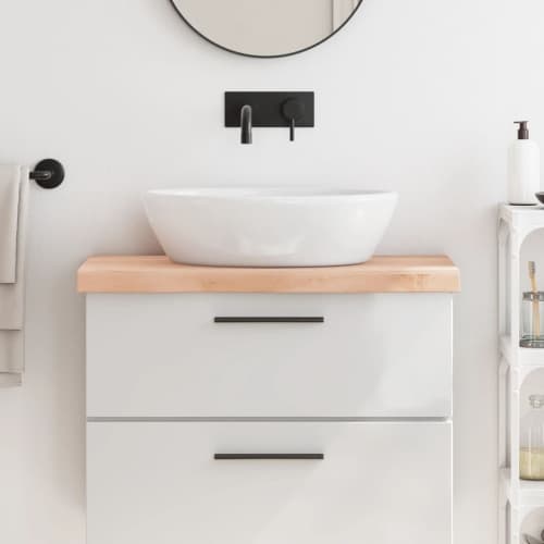 Bänkskiva för badrum 80x30x(2-6) cm obehandlat massivt trä