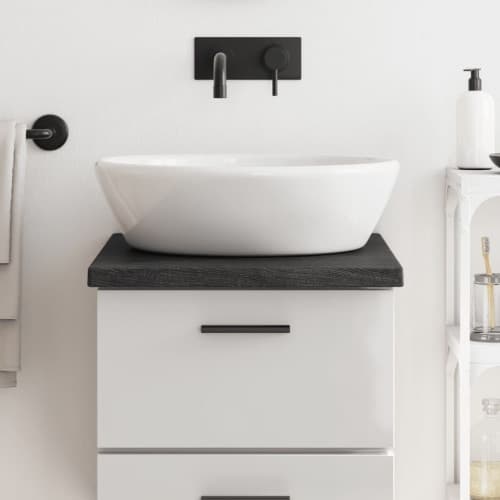 Bänkskiva badrum mörkbrun 40x60x(2-4) cm behandlat massivt trä