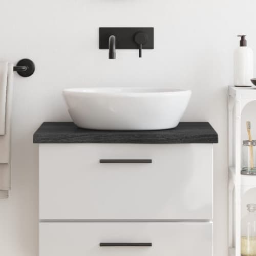 Bänkskiva badrum mörkbrun 60x60x(2-4) cm behandlat massivt trä