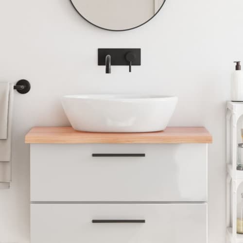 Bänkskiva badrum ljusbrun 80x60x(2-4) cm behandlat massivt trä