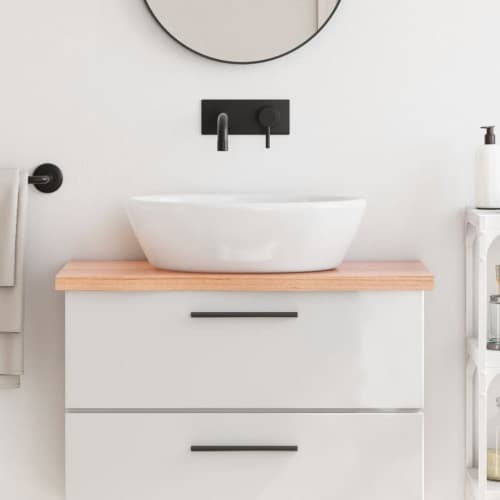 Bänkskiva badrum ljusbrun 80x40x(2-4) cm behandlat massivt trä