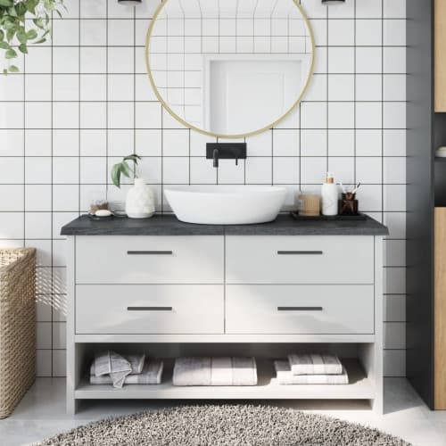 Bänkskiva badrum mörkbrun 120x40x(2-4) cm behandlat massivt trä