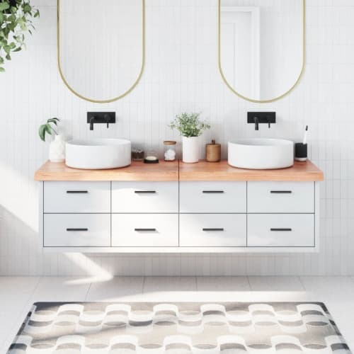 Bänkskiva badrum ljusbrun 180x50x(2-6) cm behandlat massivt trä