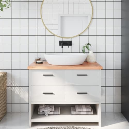 Bänkskiva badrum ljusbrun 100x50x(2-4) cm behandlat massivt trä