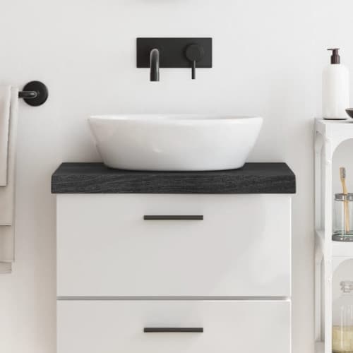 Bänkskiva badrum mörkbrun 60x40x(2-6) cm behandlat massivt trä