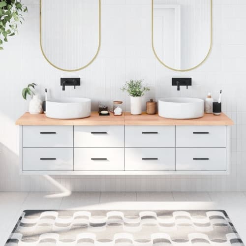 Bänkskiva badrum ljusbrun 200x60x(2-4) cm behandlat massivt trä