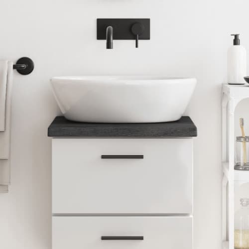 Bänkskiva badrum mörkbrun 40x40x(2-4) cm behandlat massivt trä