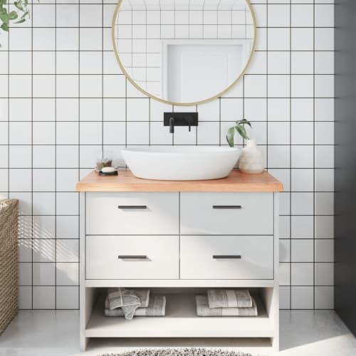 Bänkskiva badrum ljusbrun 100x60x(2-4) cm behandlat massivt trä
