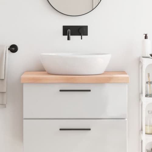 Bänkskiva för badrum 80x60x(2-6) cm obehandlat massivt trä