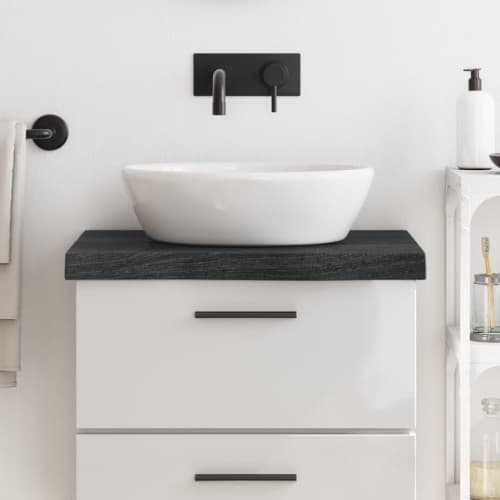 Bänkskiva badrum mörkbrun 60x50x(2-6) cm behandlat massivt trä