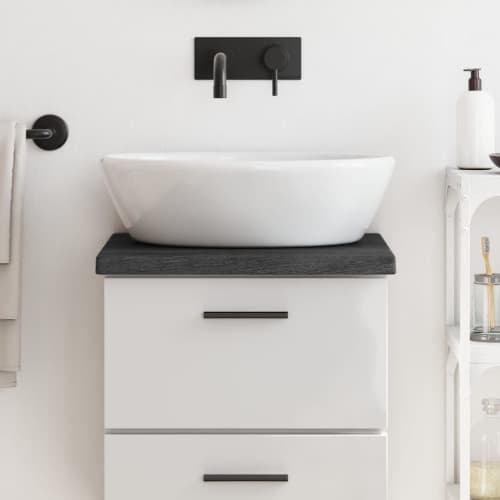 Bänkskiva badrum mörkbrun 40x30x(2-4) cm behandlat massivt trä