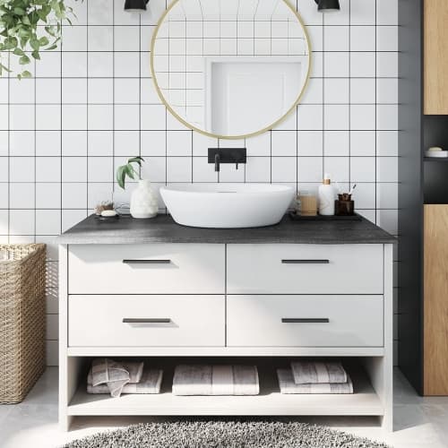 Bänkskiva badrum mörkbrun 100x50x2 cm behandlat massivt trä