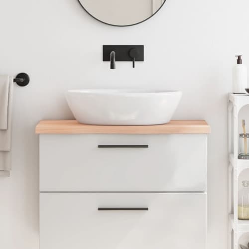 Bänkskiva för badrum 80x40x(2-4) cm obehandlat massivt trä