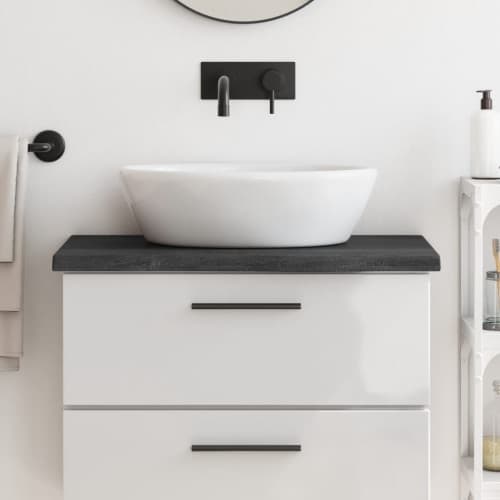 Bänkskiva badrum mörkbrun 80x40x(2-4) cm behandlat massivt trä