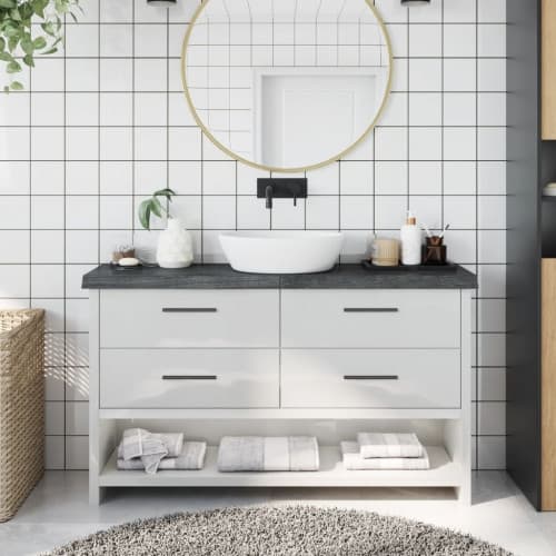 Bänkskiva badrum mörkbrun 120x30x(2-6) cm behandlat massivt trä