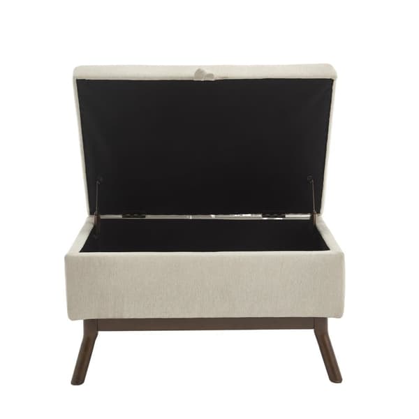 Förvaringsbänk i mid-century stil – Kvadratisk ottoman med lock, monterad, användbar som soffbord, fotpall eller skobänk