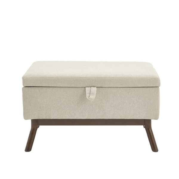 Förvaringsbänk i mid-century stil – Kvadratisk ottoman med lock, monterad, användbar som soffbord, fotpall eller skobänk