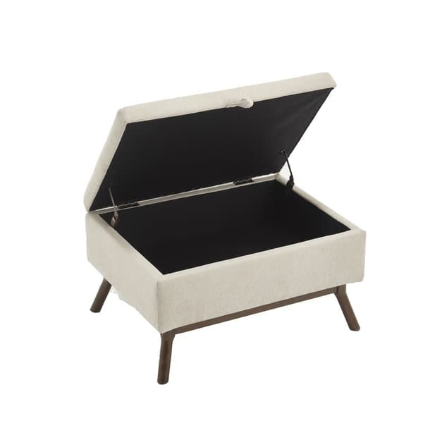Förvaringsbänk i mid-century stil – Kvadratisk ottoman med lock, monterad, användbar som soffbord, fotpall eller skobänk
