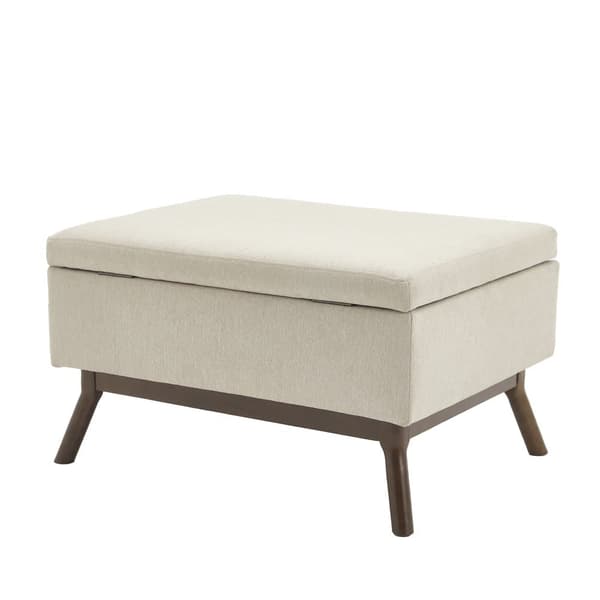 Förvaringsbänk i mid-century stil – Kvadratisk ottoman med lock, monterad, användbar som soffbord, fotpall eller skobänk