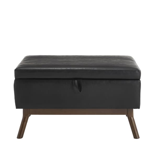 Förvaringsbänk i mid-century stil – Kvadratisk ottoman med lock, monterad, användbar som soffbord, fotpall eller skobänk