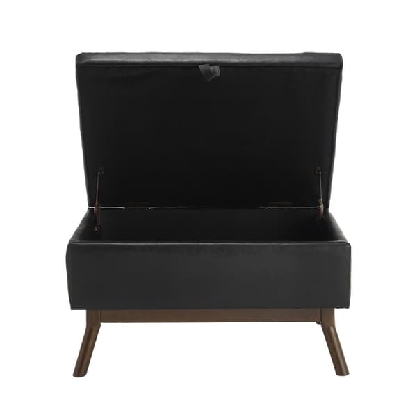 Förvaringsbänk i mid-century stil – Kvadratisk ottoman med lock, monterad, användbar som soffbord, fotpall eller skobänk