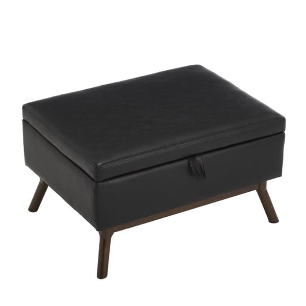 Förvaringsbänk i mid-century stil – Kvadratisk ottoman med lock, monterad, användbar som soffbord, fotpall eller skobänk