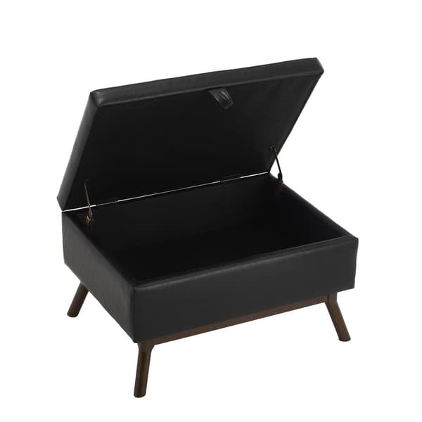 Förvaringsbänk i mid-century stil – Kvadratisk ottoman med lock, monterad, användbar som soffbord, fotpall eller skobänk