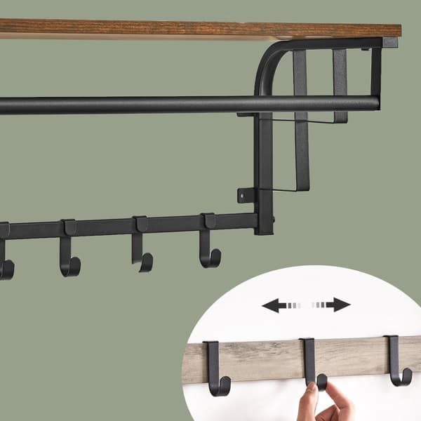 Wandkapstok met plank, wandplank, wandhangende plank met ophangstang