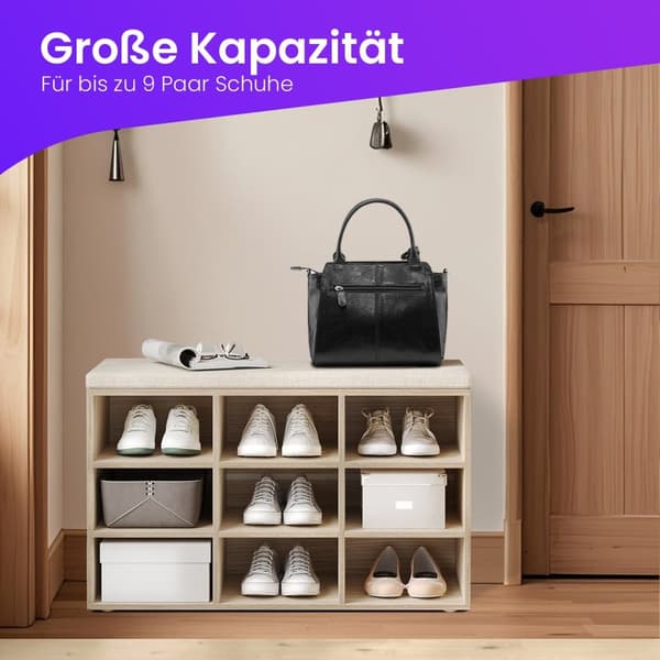 Schoenenbank met opbergruimte, schoenenrek met zitje, bank