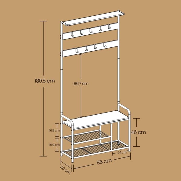 Frakke stativ, frakke rack, tøjstativ 9 kroge