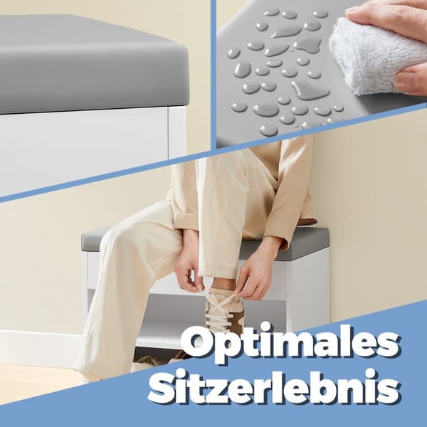 Schoenenbank met 3 niveaus, bank, schoenenrek met kussens
