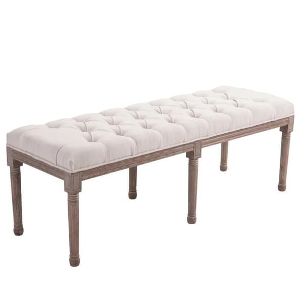 Beige kangaspenkki, oleskelujakkara, vintage, liinavaatteet napeilla, sopii olohuoneisiin ja eteisiin