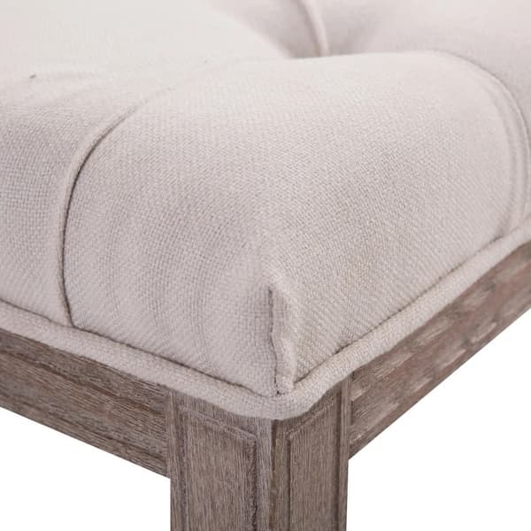 Beige kangaspenkki, oleskelujakkara, vintage, liinavaatteet napeilla, sopii olohuoneisiin ja eteisiin