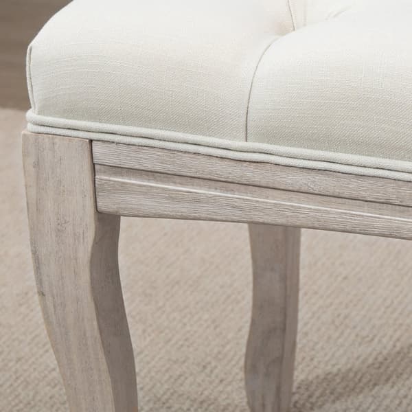 Beige kangaspenkki, vintage-jakkara makuuhuoneisiin ja olohuoneisiin, valmistettu kumipuusta pellavapäällysteellä