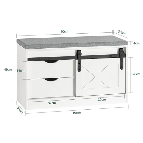 Förvaringsbänk, FSR153-W, 80x30x49 cm, Vit