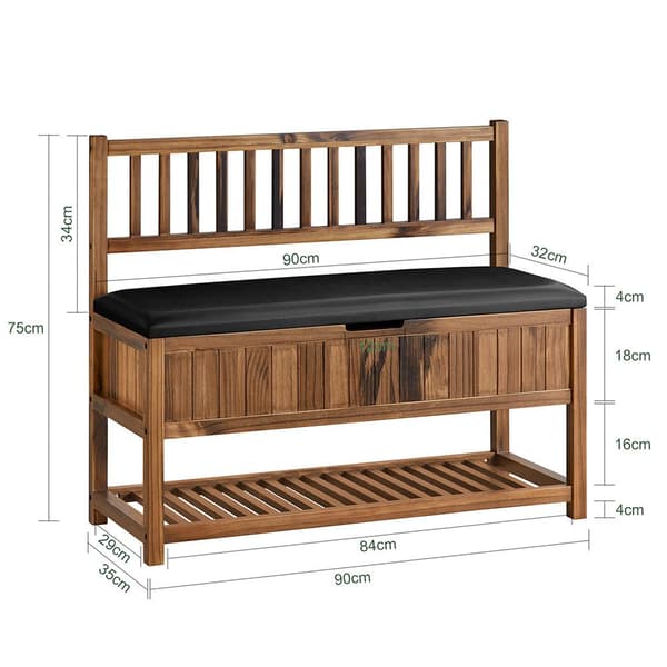 Opbevaringsbænk, FSR150-N, 90x35x75 cm, Brun