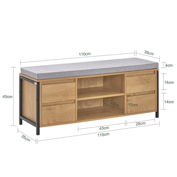Skobænk, FSR149-N, 110x35x45 cm, Brun